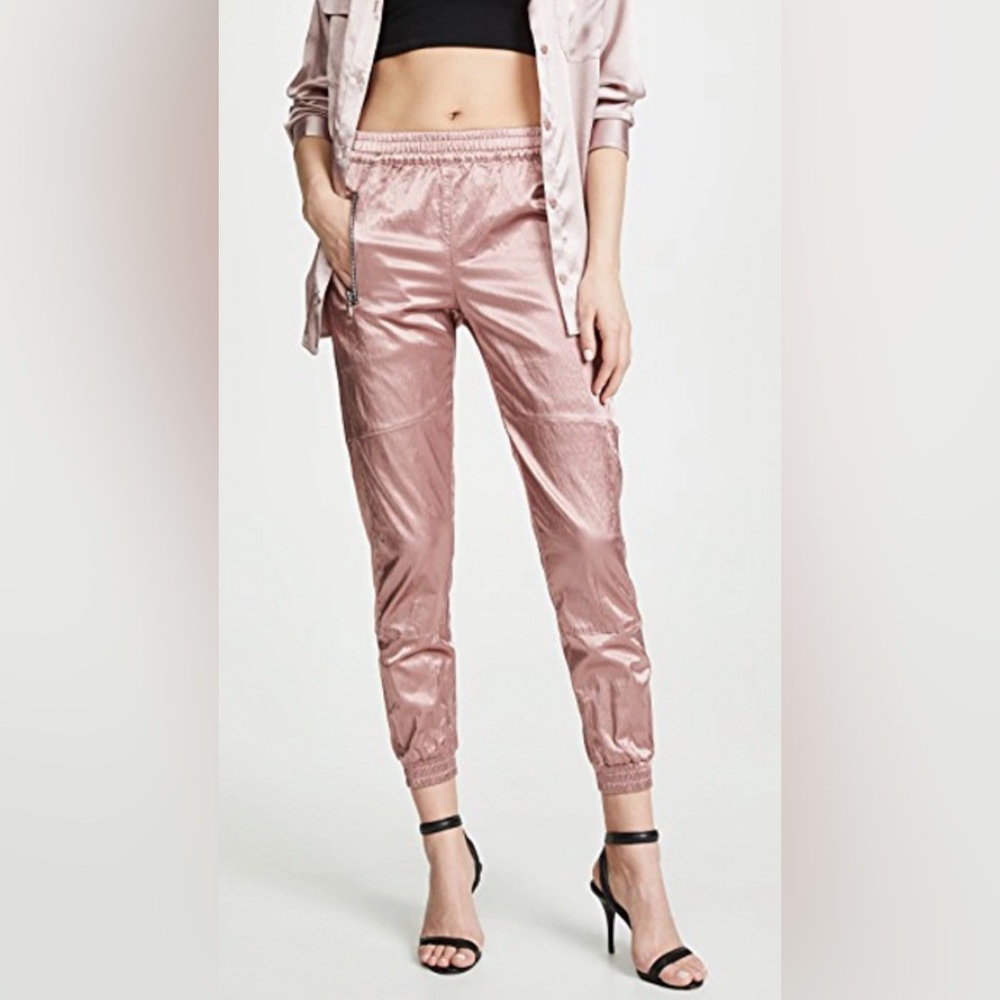 RTA Finn Metalic Jogger Pant in Blush Small